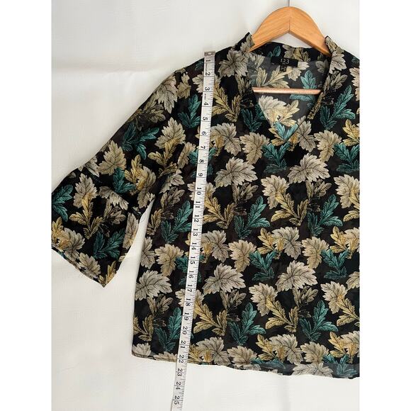 1.2.3 Paris sheer leaf print‎ blouse size 8 US boho office - Picture 6 of 7